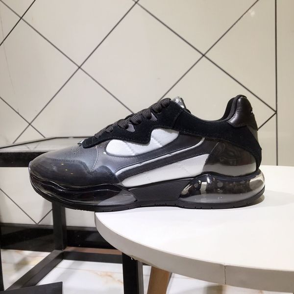 

mens women fashion casual shoes luxury designer sneaker genuine leather mesh pointed toe race runner shoes outdoors trainers with box, Black