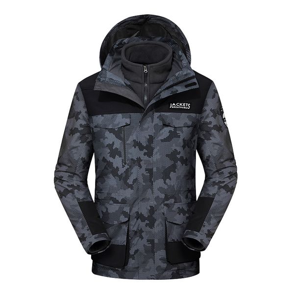 

winner 2in1 waterproof outdoor climbing hiking jacket men windbreaker trekking skiing snowboard camping coat warm sport jackets, Blue;black