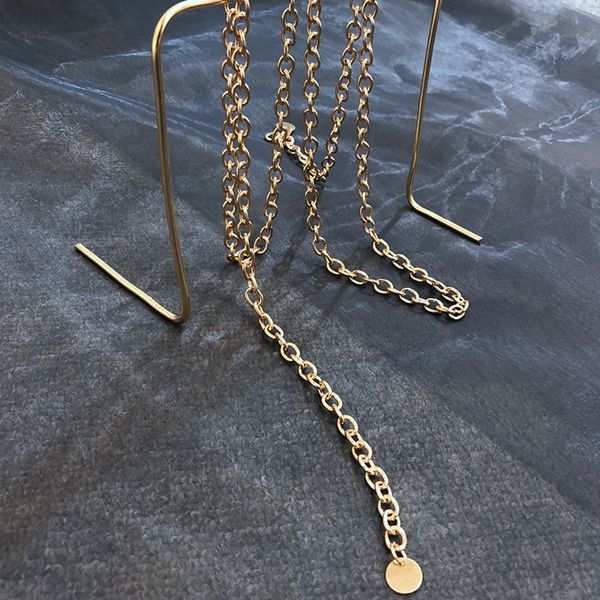 

new 2019 women retro metal waist chain belt dress waistband body chain belts fashion, Black;brown