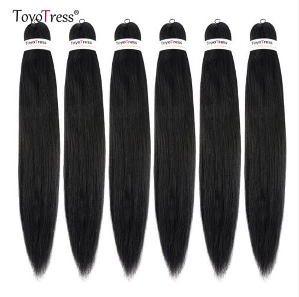 

synthetic hair for braid pre stretched crochet box braid hair extensions one pack two pack 16-30inch kanekalon hair, Black