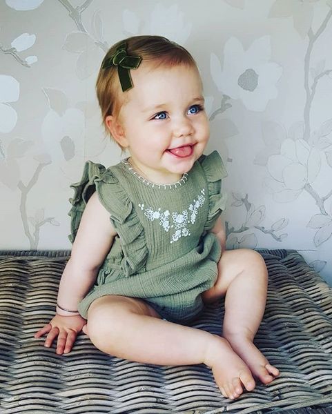 

baby rompers kids baby girl lace sleeveless playsuit romper jumpsuit clothes ruffles sleeveless print summer wear cotton 2020, Blue