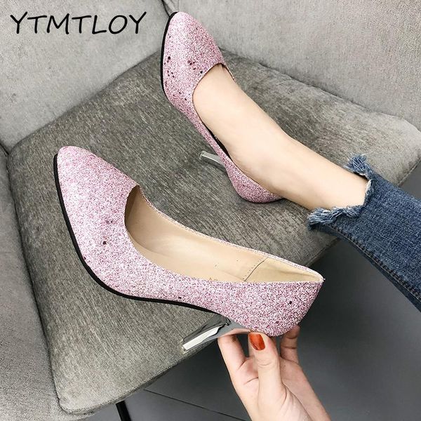

pink pointed toe high heel pumps 8cm stiletto heels heel color wedding shoes designer shoes women 2020, Black