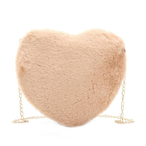 

solid color love heart clutch women shoulder messenger plush crossbody bag children kids girls shoulder bag birthday gift