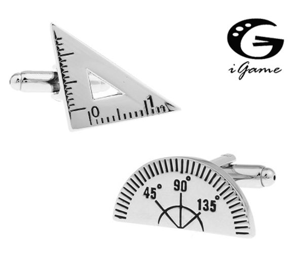 

igame ruler cuff links quality brass material protractor design ing, Silver;golden