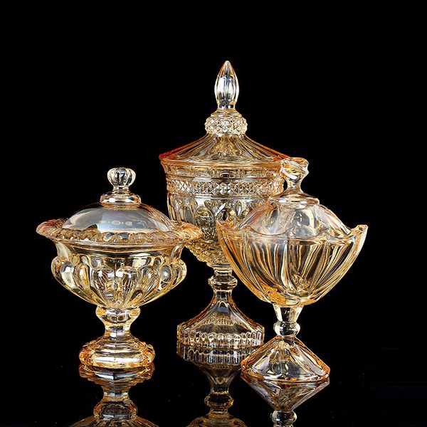 2019 Candy Jar Palace Amber Relief With Lid Glass Sugar Jar Amber