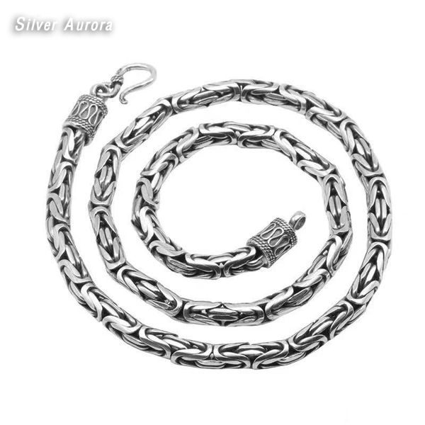 

925 sterling silver necklace for men width 4mm 50/55/60cm handmade water twist long chain boy gift biker jewelry