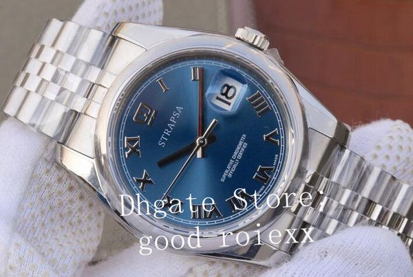 

36mm black blue roman dial smooth watch ar factory 904l steel men's automatic 3135 eta men datejust oyster jubilee bracelet 116200 watc, Slivery;brown