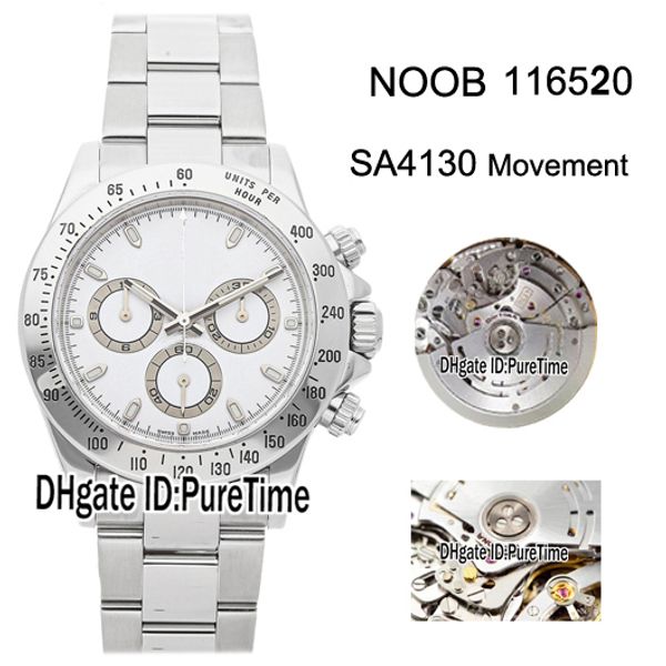 

n v3 904l steel sa4130 automatic chronograph mens watch functional same genuiine 116520 white dial steel bracelet edieiton puretime e05, Slivery;brown