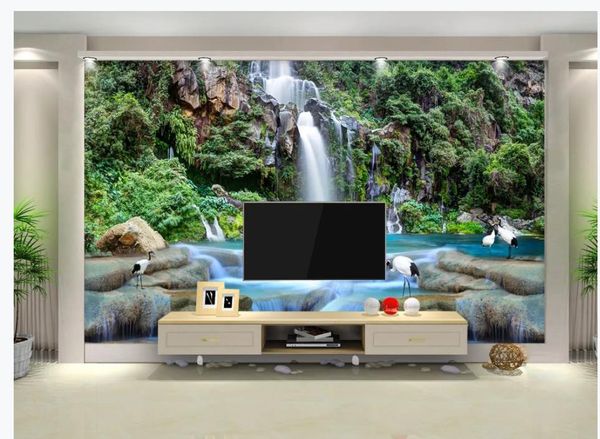 

beautiful scenery wallpapers landscape waterfall, three-dimensional landscape, background wall painting