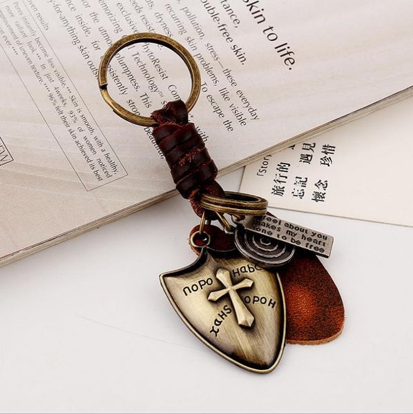 Original Vintage Weave Leather Car Keychain Key Accessories Handmade Small Gifts