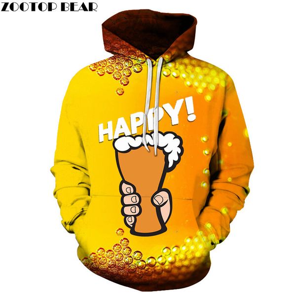 

fresh beer men women hoodies sell casual long sleeve sweatshirt brand sudaderas 3d pullover streetwears zooear, Black