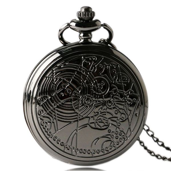 

fashion large black classical map rune star map beautifully carved pocket watch, Slivery;golden