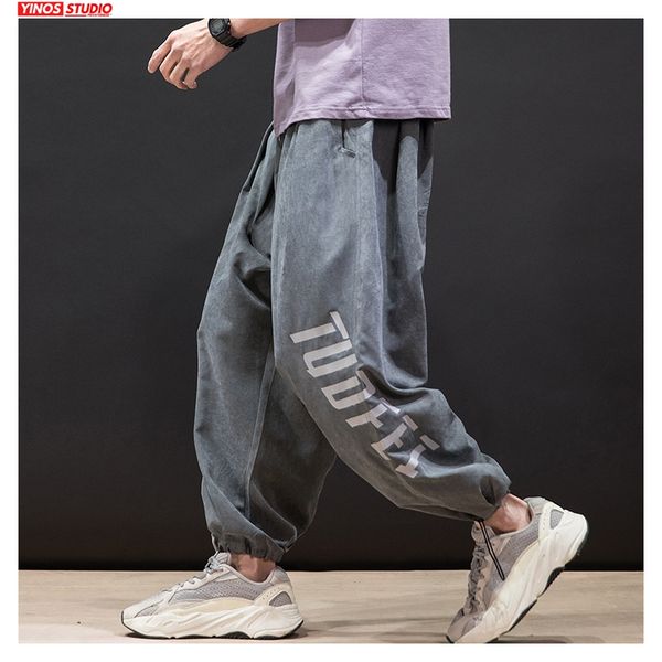 

men's pants drop 2021 men letter print harem mens street-style fashion joggers male clothing wide leg bottoms oversized, Black