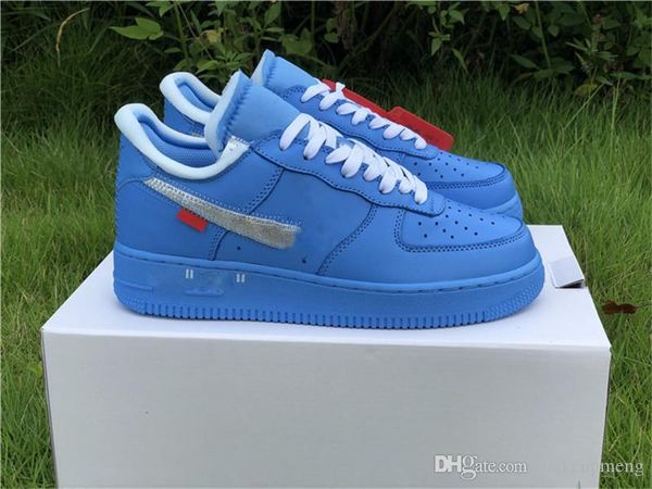 

новый лучший качественный белый x airforce 1 mca blue ci1173-400 с оригинальной коробкой, Blue;gray