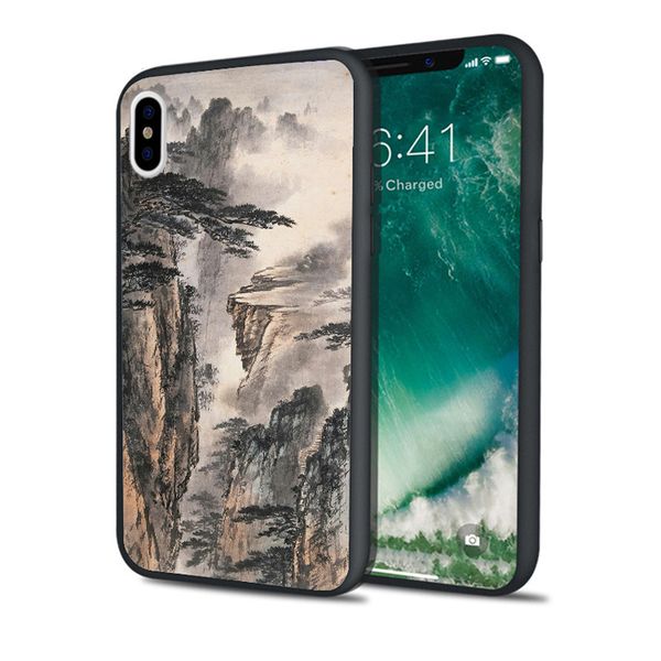 

fundas luxury chinese ink painting case for iphone 11 pro xs max xr 8 7 6s plus 5s se 5 case soft silicone cover