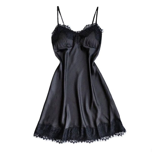 

black night dress women lace lingerie nightwear underwear robe babydoll sleepwear dress 2019 new sleepwear women, Black;red