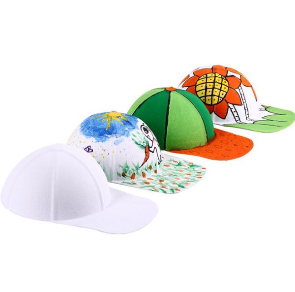 Diy Hand Painted White Pulp Paper Blank Baseball Cap Hat For Kids