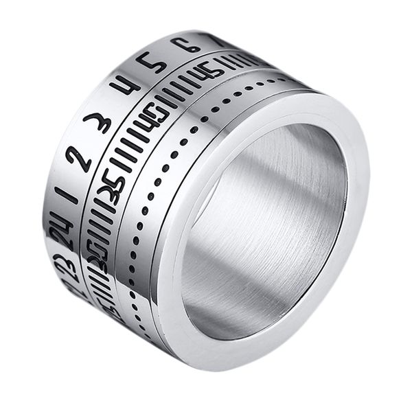 

men's arabic numerals style ring stainless steel rings for men wedding ring cool simple band, Golden;silver