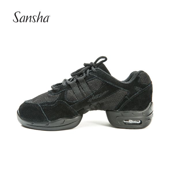 

sansha dance sneakers mesh and suede upper pu split-sole low lace up modern dance jazz shoes for women men girls p21ls
