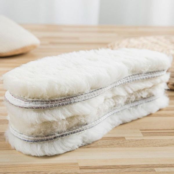 

2020 new 1 pair natural sheepskin insoles winter real fur wool insoles men women warm soft thick warm cashmere snow boots, Black