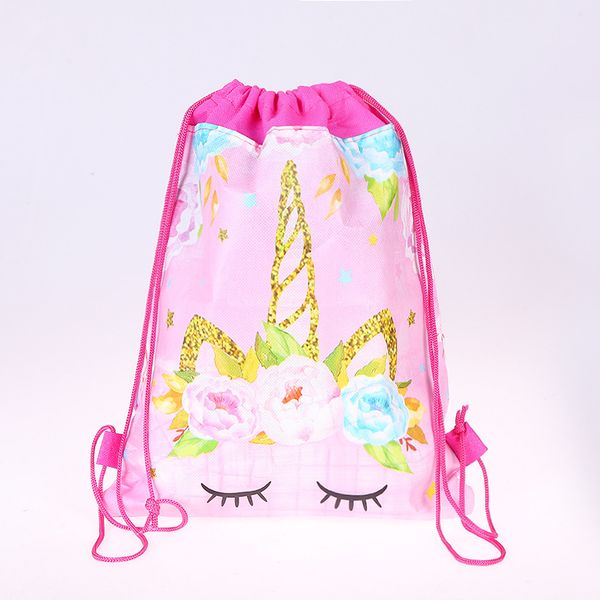

unicorn drawstring bag for girls travel storage package cartoon school backpacks children birthday party favors gift bag 1pcs