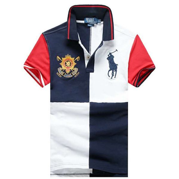 

fashion designer rl racing brand polo #016 us off luxury summer mens short sleeved casual white embroidery stripe lapel t-shirt