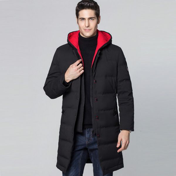 

new arrive white duck down jacket men parka autumn winter warm coat men duck down solid simple design jacket over-knee long coat, Black