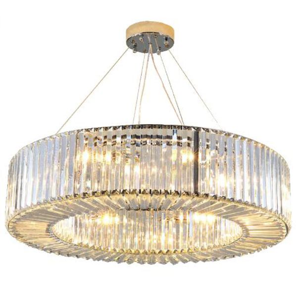 Lampadario moderno di lusso Illuminazione Lampade a sospensione in cristallo rotonde Soggiorno Sala da pranzo LED Lustres De Cristal