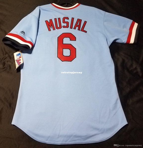 

majestic st louis #6 stan musial tbtc on field jersey mens stitched wholesale big and tall size xs-6xl baseball jerseys, Black;blue