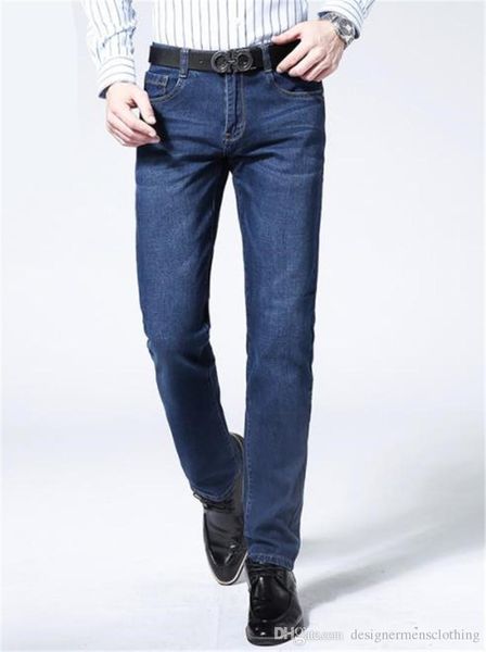 

boy mens jeans plus size mid waist dark blue with zipper mens long pants male apparel designer straight brand