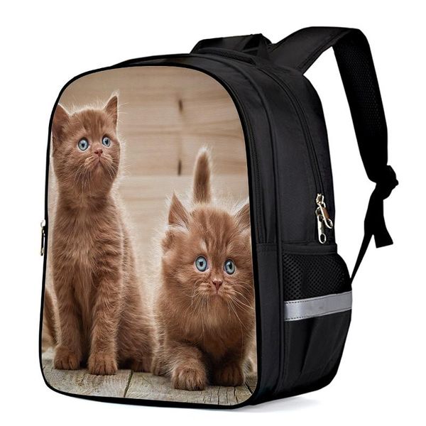 

cute animal brown cat lapbackpacks school bag child book bag sports bags bottle side pockets