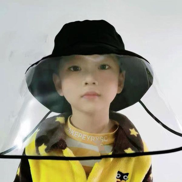 

in stock! Anti-droplet baby protective hat baby man and woman tide fisherman hat face mask Anti-lying Face Cover Black Cap Mask