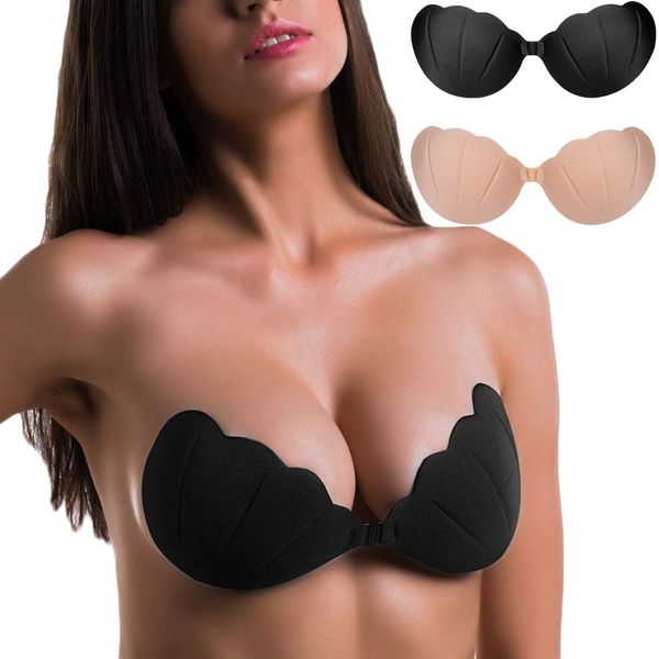 

bra women strapless invisible bra pads push up train seamless bras bikini nipple pasties for evening and wedding dress, Red;black