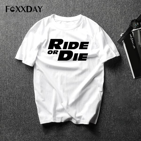 

ride or die t shirt letter print men walker fast furious women men o-neck t-shirt casual short sleeve tee shirt male, White;black