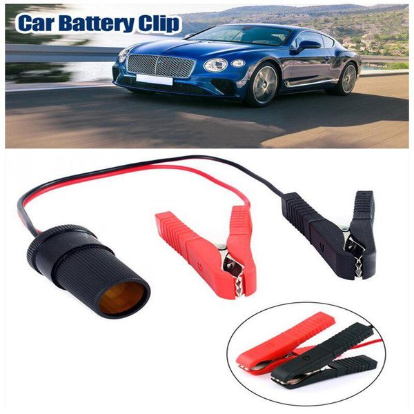 

dc 12v car cigarette lighter port power plug adapter socket crocodile clips alligator cable connector battery conversion