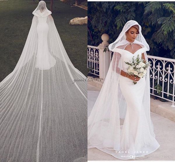 

elegant mermaid wedding dresses with long wraps lace off shoulder backless bling wedding dress bridal gowns plus size vestidos de noiva, White