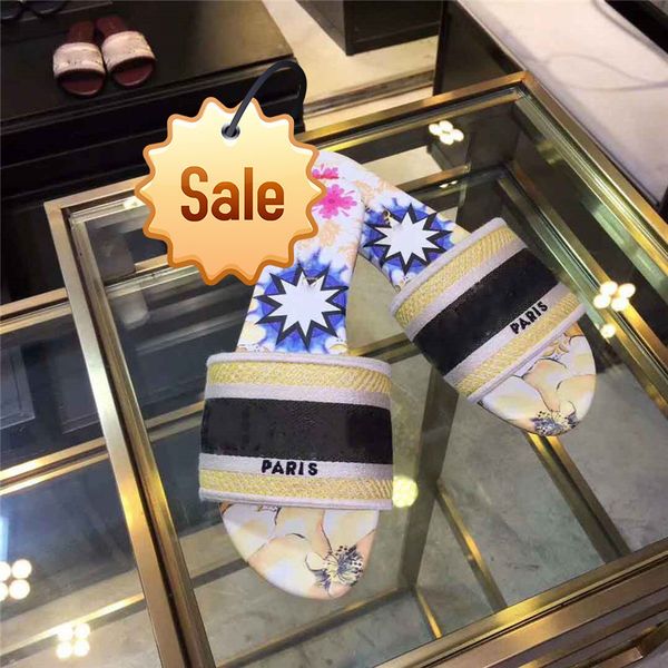 

dazzle flowers women designer slippers flat bottom embroidery sandal floral brocade slipper flip flops striped beach causal sandals, Black