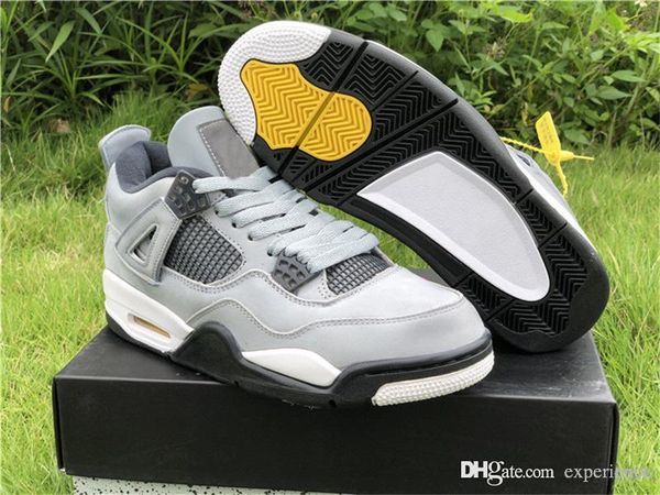 

2019 est authentic 4 cool grey chrome dark charcoal varsity maize flight 4s men outdoor shoes sneakers 308497-007 with box