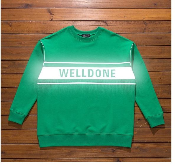 

3m reflective welldone sweatshirt for men and women designer brand korea we11done casual loose fashion hoodie xsq, Black