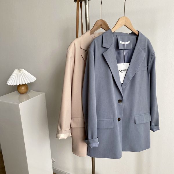 

solid color women blazer coat beige blue casual blazer women jacket for summer spring, White;black
