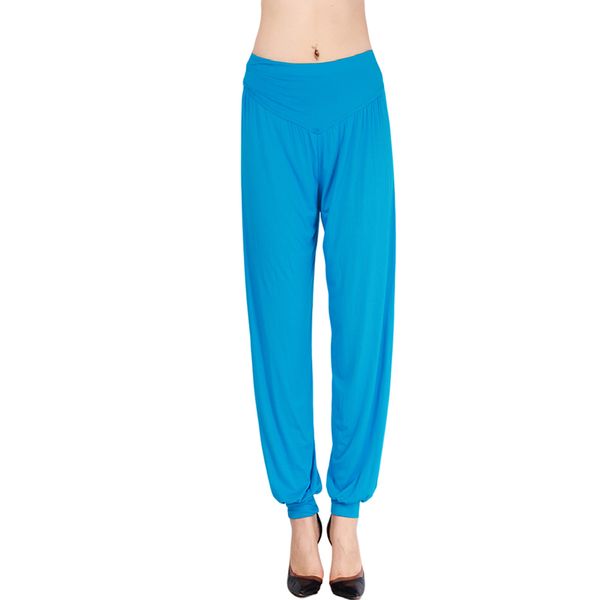 

solid color sportswear women yoga pants elastic waist loose long pant pantalon femme lady belly dance wide leg harem pants yoga, White;red
