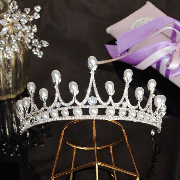 

new arrival pearls crystals bridal tiara fashion wedding party peacock style crowns charming bride accessories high quality, Silver