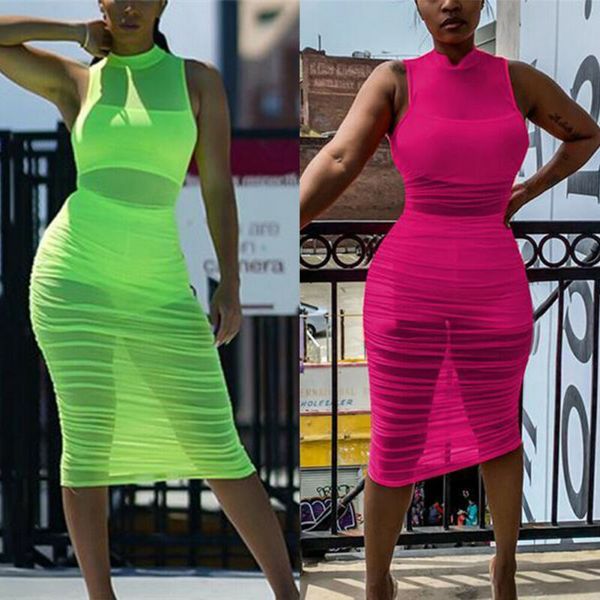 

summer women mesh see through bikini cover up neon beach dress transparent mesh bodycon dress bathing suit beachwear 2xl, Black;gray