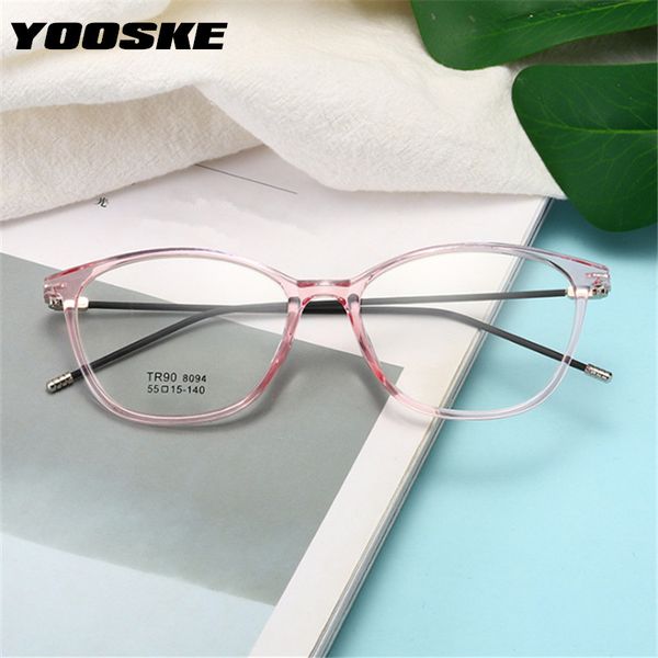 

yooske tr90 glasses frame women retro ultralight cat eye eyeglasses frames for men fashion woman's accesories fake glasses, Black