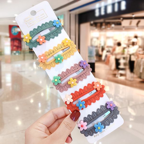 

new children cute candy knitting hollow flower ornament hair clips girls lovely acrylic barrettes hairpins kids hair accessories, Slivery;white