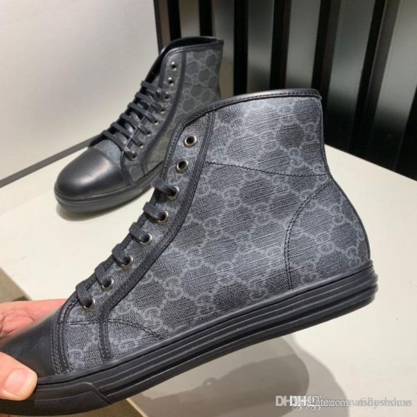 

2020 red bottom luxury fashion casual shoes sneakers multicolor flat bottom high gang party couple leather men's new shoes, Black