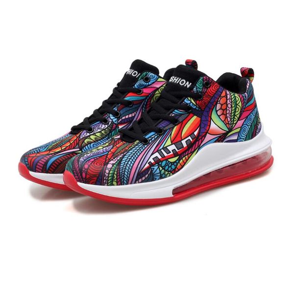 

men platform sneakers breathable 2020 fashion casual lover graffiti totem ankle boots outdoor shoes tenis feminino, Black;red