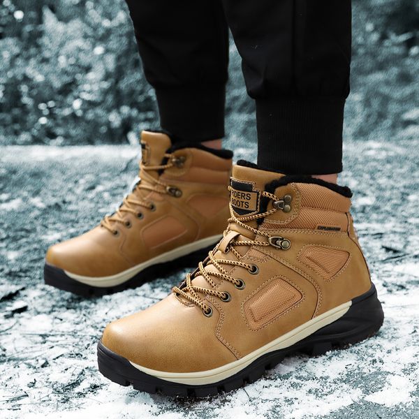 

katesen cashmere keep super warm men boots winter boots rubber plush snow england retro ankle for men winter, Black