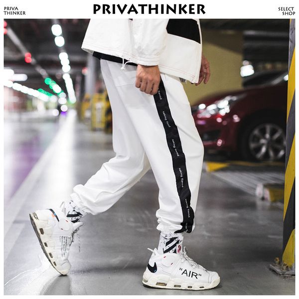 

men joggers pants 2018 mens letter side striped trousers male japanese streetwear sweatpants hip hop track pants, Black