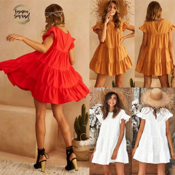 

woman clothes womens summer short sleeve mini tank dress ladies loose casual beach sundress drop shipping, Black;gray